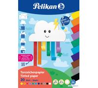 Pelikan Coloured Paper Pad 23 x 33 cm, 20 Sheets in 11 Colours, Rainbow
