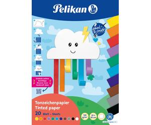 Pelikan Coloured Paper Pad 23 x 33 cm, 20 Sheets in 11 Colours, Rainbow