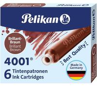 Pelikan Confezione da 6 cartucce d'inchiostro di alta qualità 4001 TP/6 - Compatibili con penne stilografiche - Marrone
