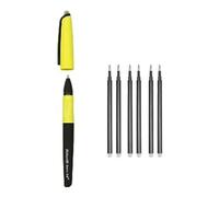 Pelikan Erase 2.0, Penna Roller Cancellabile Ergonomica, Inchiostro Nero, per Destrimani e Mancini, per la Scuola, Ricaricabile, 6 Refill Inclusi