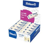 Pelikan Gomme da Cancellare S+S40, Gomma Bianca Morbida, per Matita in Grafite, Adatta per Disegno Tecnico Artistico e Uso Scolastico, Confezione da 40 Pezzi