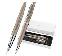 Pelikan Jazz Noble Elegance K/P36 - Penna a sfera e penna stilografica con incisione regalo, penne uniche con nome, regali personalizzati (tortora)