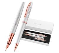 Pelikan Jazz Noble Elegance K/P36 Penna a sfera e penna stilografica con incisione regalo, penne uniche con nome, regali personalizzati (madreperla bianca)