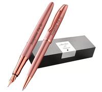 Pelikan Jazz Noble Elegance K/P36 Penna a sfera e penna stilografica con incisione regalo, penne uniche con nome, regali personalizzati (rosa rosa)