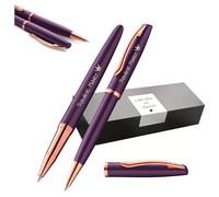 Pelikan Jazz Noble Elegance K/R36 - Penna a sfera e penna roller con incisione regalo, penne uniche con nome, regali personalizzati (viola)