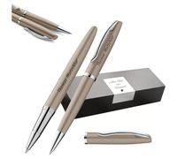 Pelikan Jazz Noble Elegance K/R36 - Penna a sfera e penna roller con incisione regalo, penne uniche con nome, regali personalizzati (tortora)
