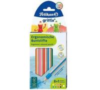 Pelikan Matite Colorate Griffix Ergonomiche, Educative, Certificate Fsc, Confezione Riciclabile, Per Bambini Dai 3 Anni, Per Destrimani E Mancini / 9 Colori