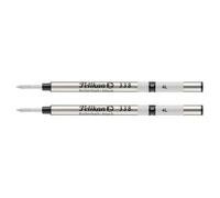 Pelikan Penna a sfera, ricarica a base d'acqua, punta media, punta media, 338, nero, set da 2
