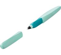 Pelikan Twist Mint, Penna Roller Sferografica Ergonomica, per Destrimani e Mancini, per Scuola e Ufficio, Punta M Indeformabile, 2 Cartucce KM Blu Incluse, Ricaricabile