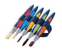 Pelikan Pennelli Griffix, Set Pittura Bambini con 5 Pennelli Ergonomici e Lavabili, Ideali per Disegnare e Dipingere, Pennelli Adatti per Bambini a Partire da 3 Anni