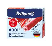 Pelikan - Set Cartucce per Stilografiche Inchiostro 4001 Refill TP6, Confezione Risparmio 60 Unità, 10 Scatole da 6 Cartucce, Rosso