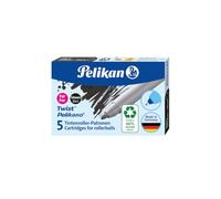 Pelikan Set di 5 cartucce di inchiostro per penna a sfera Twist Pelikano, colore chiaro intensivo, calligrafia, calligrafia, per scuola, lavoro, ufficio, nero