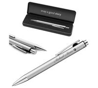 Pelikan Snap Penna a sfera con incisione - Penna a sfera personalizzata - regalo per scuola, ufficio e studio (argento)