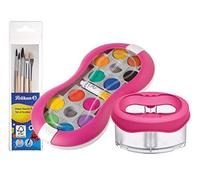 Pelikan, tavoletta colori Space + 735 SP/24 con 24 colori e 1 tubetto bianco coprente, Magenta, mit Becher + Pinsel-Set