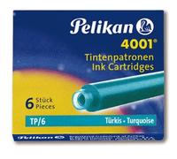 Cartucce inchiostro 4001 (TP/6) - lunghezza 39mm - turchese - - Pelikan - scatola 6 cartucce Quantita min. 1