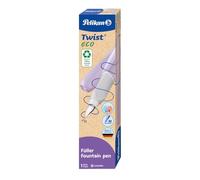 Pelikan Twist Eco Lavander, Penna Stilografica Ergonomica, Per Destrimani E Mancini, Per Scuola E Ufficio, Pennino M Acciaio Inossidabile, Cartuccia Blu Lunga Inclusa. Ricaricabile, 78% Plastica Riciclata