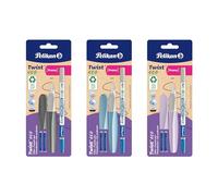 Pelikan Twist eco - Penna stilografica con 2 cartucce d'inchiostro e cancellatore Super Pirat, colori assortiti (non è possibile scegliere il colore), 1 pezzo