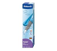 Pelikan Twist Frosted Blu, Penna Stilografica Ergonomica, per Destrimani e Mancini, per Scuola e Ufficio, Pennino M in Acciaio Inossidabile, Cartuccia Blu Lunga Inclusa. Ricaricabile