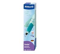 Pelikan Twist Mint, Penna Roller Sferografica Ergonomica, per Destrimani e Mancini, per Scuola e Ufficio, Punta M Indeformabile, 2 Cartucce KM Blu Incluse, Ricaricabile