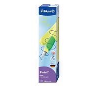Pelikan Twist Neon Yellow, Penna Stilografica Ergonomica, per Destrimani e Mancini, per Scuola e Ufficio, Pennino M in Acciaio Inossidabile, Cartuccia Blu Lunga Inclusa. Ricaricabile