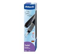 Pelikan Twist Nera, Penna Stilografica Ergonomica, per Destrimani e Mancini, per Scuola e Ufficio, Pennino M in Acciaio Inossidabile, Cartuccia Blu Lunga Inclusa, Ricaricabile