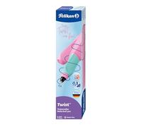 Pelikan Twist Rosa, Penna Roller Sferografica Ergonomica, per Destrimani e Mancini, per Scuola e Ufficio, Punta M Indeformabile, 2 Cartucce KM Blu Incluse, Ricaricabile