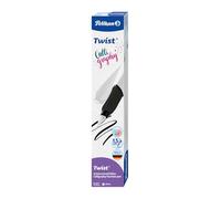 Pelikan Twist Structure, Penna Stilografica Ergonomica, per Destrimani e Mancini, per Scuola e Ufficio, Pennino M in Acciaio Inossidabile, Cartuccia Blu Lunga Inclusa. Ricaricabile, Nero