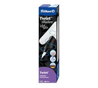 Pelikan Twist Structure, Penna Stilografica Ergonomica, per Destrimani e Mancini, per Scuola e Ufficio, Pennino M in Acciaio Inossidabile, Cartuccia Blu Lunga Inclusa. Ricaricabile, Blu