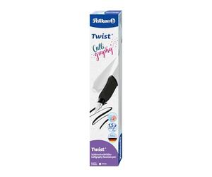 Pelikan Twist Structure, Penna Stilografica Ergonomica, per Destrimani e Mancini, per Scuola e Ufficio, Pennino M in Acciaio Inossidabile, Cartuccia Blu Lunga Inclusa. Ricaricabile, Nero