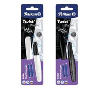 Pelikan Twist Structure - Penna stilografica, pennino M, con 2 cartucce d'inchiostro, bianco o nero (non è possibile scegliere il colore)