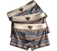 Pelinuar Empiricala - Boxer da uomo in cotone premium con design a righe retrò, biancheria intima traspirante e traspirante, confezione da boxer in cotone per uomo senza cuciture, Set D., XL