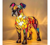 Pelinuar Lampada Corgi e lampada a forma di carlino, luce notturna artistica per cani, in resina colorata, luce notturna da tavolo con bulldog francese, simpatiche lampade da tavolo a LED a tema cani