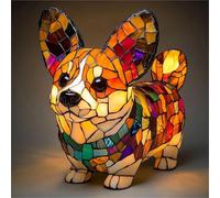 Pelinuar Lampada Corgi e lampada a forma di carlino, luce notturna artistica per cani, in resina colorata, luce notturna da tavolo con bulldog francese, simpatiche lampade da tavolo a LED a tema cani