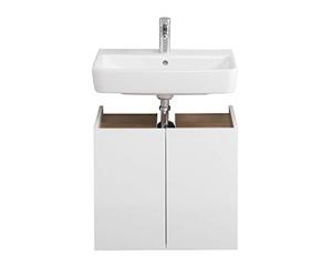 Pelipal Mobile sottolavabo Quickset 947 in bianco lucido/Rivera replica orizzontale, larghezza 60 cm, senza lavabo con 2 ante