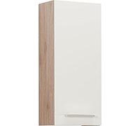 Pelipal Pensile da bagno Quickset 380 in bianco lucido/rovere Sanremo Terra, larghezza 30 cm, con 1 anta e 2 ripiani