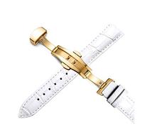 Pelle 20 mm cinturini 12-24mm in pelle fibbia della cinghia della fascia d'acciaio universale Guarda fibbia a farfalla cinturini in oro bianco