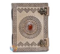 Pelle Agenda A5 Semi Prezioso Pietra C-Clasp Chiusura 200 Mano Carta Set Di 2