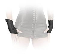Pelle Armstulpen Guanti senza dita, S, M, L, XL, XXL, Leda Pol 5266 - disponibile subito - tramite RenasDreams - Scaldamuscoli nero vera pelle breve chiusura lampo, colore nero