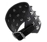 Pelle- Borchie- Bracciale 24 Cono Rivetti 3- Fili, Punk