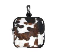 Pelle bovina conciata al marrone chiaro, nera e bianca, con texture,Borsa portaoggetti quadrata con cerniera, portamonete in neoprene, portafogli piccoli, astuccio per monete, portamonete