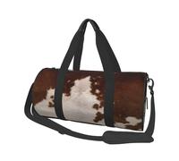 Pelle bovina rosso marrone, Borsone da viaggio di grande capacità Borsa rotonda Borsa da viaggio sportiva Borsa da viaggio Borsa da fitness