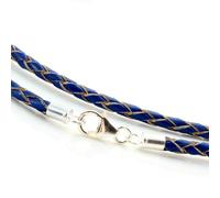 Pelle Collana Blu Argento Sterling Chiusura Originale Intrecciato da Uomo/Donna