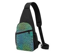 Pelle di alligatore Casual Una Spalla Cross Body Borsa Petto Portafoglio Telefono Borsa Da Uomo Cross Body Bag Viaggio Walking Marsupio, Nero , Taglia unica