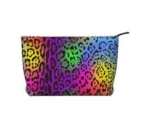 Pelle di giaguaro arcobaleno, Borsa per cosmetici in velluto a coste Borsa per il trucco Borsa da viaggio portatile