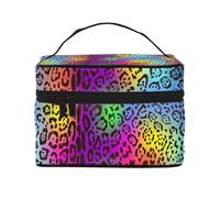 Pelle di giaguaro arcobaleno, Borsa per il trucco Borsa per cosmetici Borsa da viaggio portatile da viaggio Astuccio per matite