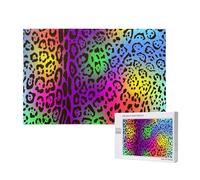Pelle di giaguaro arcobaleno,Puzzle in legno da 1000 pezzi per famiglie, puzzle per adulti e adolescenti