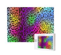 Pelle di giaguaro arcobaleno,Puzzle in legno da 500 pezzi, gioco di famiglia, puzzle per adulti e adolescenti, decorazioni per la casa