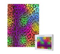 Pelle di giaguaro arcobaleno,Puzzle in legno da 500 pezzi per adulti e adolescenti