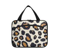 Pelle di leopardo Marrone Stampa Modello Appeso Travel Size articoli da toeletta per gli uomini con gancio, Designer Unisex Borsa da barba per gli uomini per gli elementi essenziali di viaggio