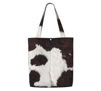 Pelle di mucca astratta Africa animale nero,Borse della spesa riutilizzabili, borse per la spesa, borsa a tracolla in tela di grande capacità